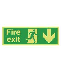 Picture of Photoluminescent Fire Exit Down Arrow Sign