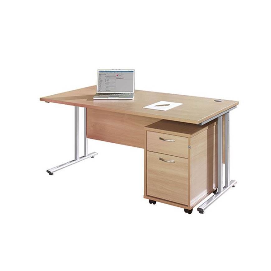 Picture of Maestro Desking - Straight Desk Bundle with 2 Drawer Pedestal - Oak Worktop